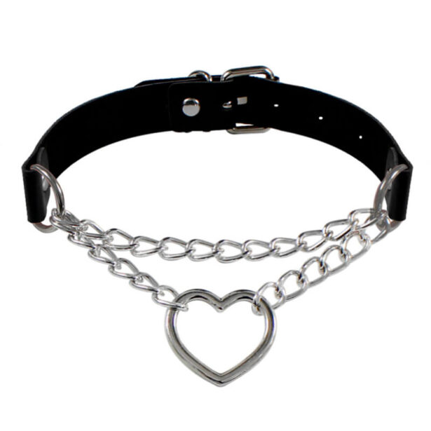 BLACK GOTH AESTHETIC HEART CHAIN CHOKER 1