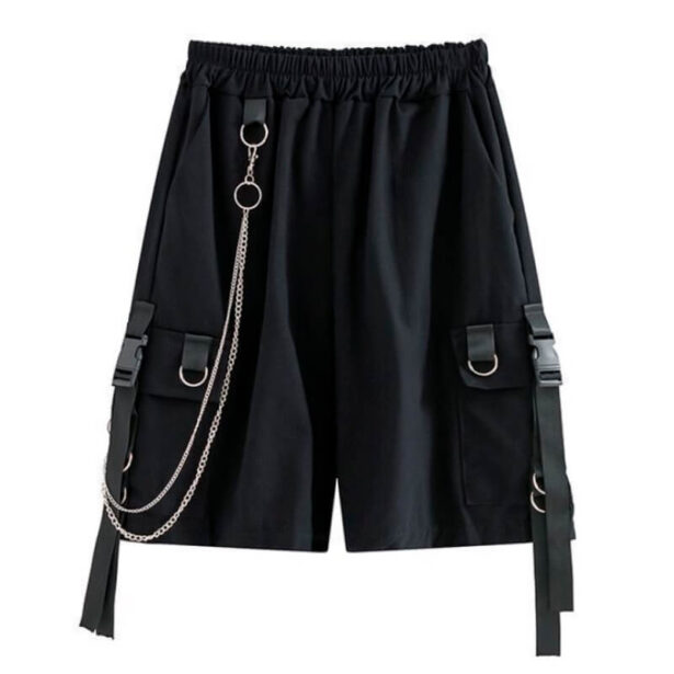 Black Men Chain Shorts Streetwear Urbancore 3