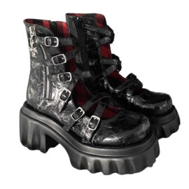 Crack Black Platform Boots Crust Punk Aesthetic 1