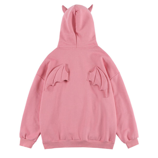 Cute Women Hoodie With Wings and Devil Horns 1