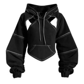 Hip Hop Aesthetic Women Hoodie Contrast Seams 1