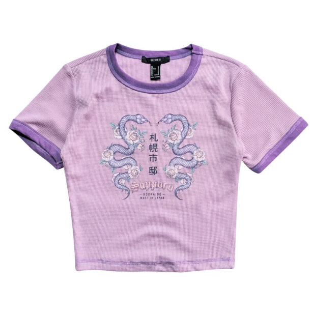 Pink Snakes and Roses Women Crop Top Japanese E Girl 1