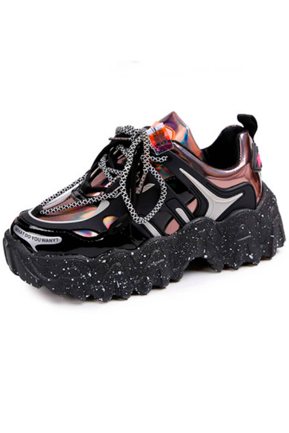 Amazon.com | Niluber Women's Chunky Platform Sneakers Lace-Up Casual  Fashion Walking Sport Shoes(Black,6) | Walking