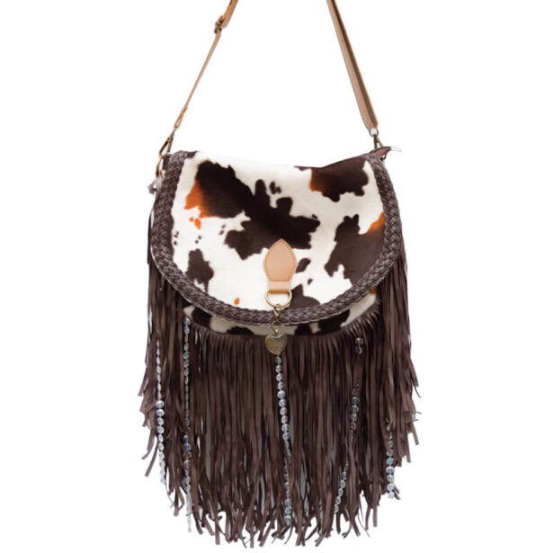 Eco Leather Cow Hide Pattern Boho 60s Retro Shoulder Bag 1