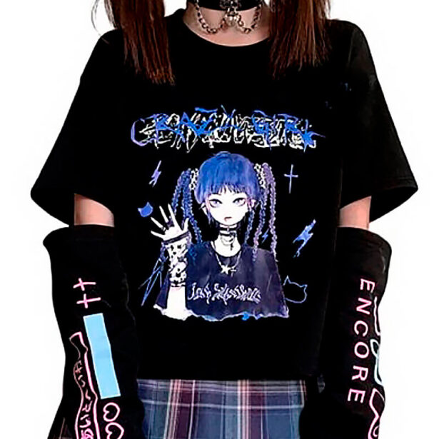 Gothic Women Tee Crazy Girl Harajuku