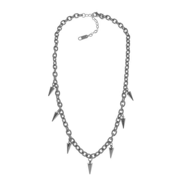 Hanging Spikes Dark Grunge Chain Necklace 1