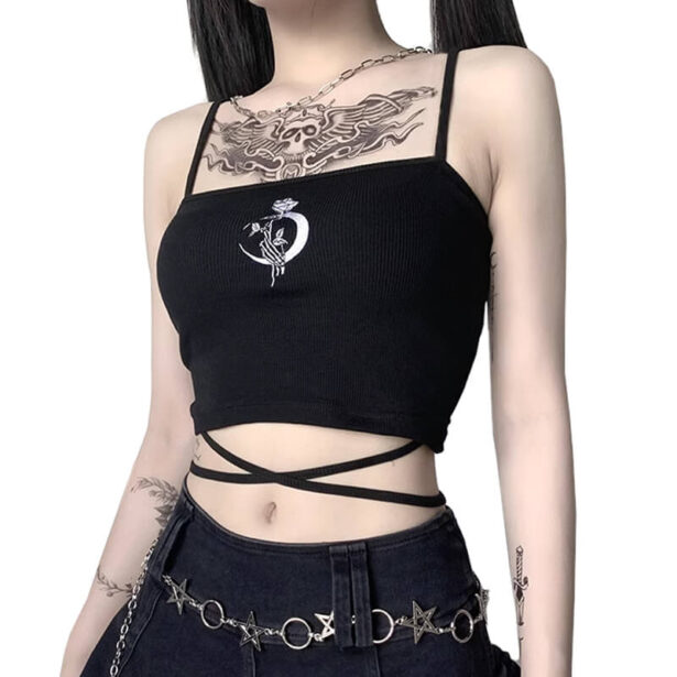 Moon and Rose Camisole Top for Women Gothcore Aesthetic 1