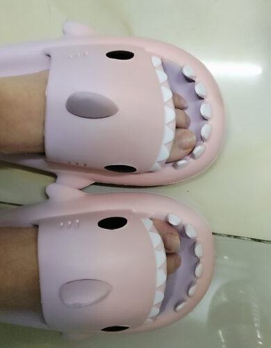Pink Gradient Shark Slippers Beach Slides Cute Aesthetic photo review