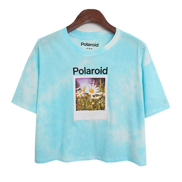 Polaroid Daisy Tie Dye Crop Top for Women Indie Aesthetic 1