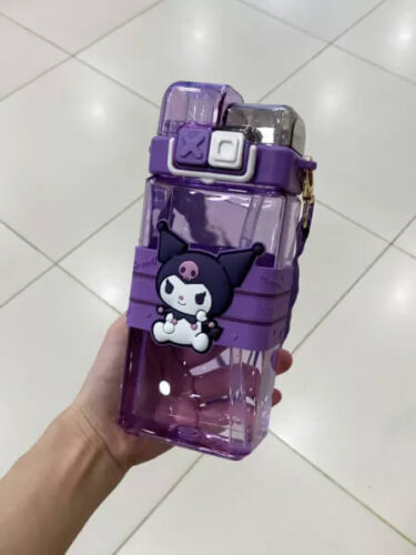 Portable Water Bottle with Straw Kuromi Sanrio Aesthetic photo review