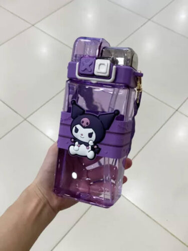 Portable Water Bottle with Straw Kuromi Sanrio Aesthetic