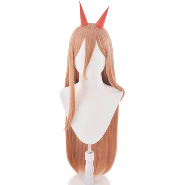 Power Hair Wig With Red Horns Cosplay Anime Chainsaw Man 1