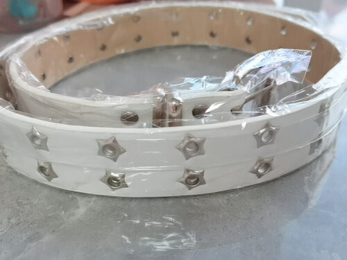 Star Rivets White Eco Leather Belt Grunge Aesthetic photo review
