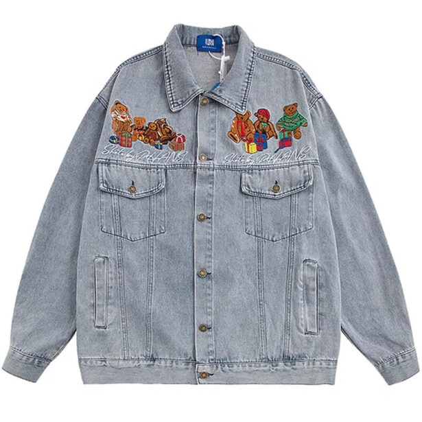 Teddy Bears Embroidery Denim Unisex Jacket E Kids 1