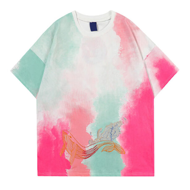 Whale Water Color Tie Dye Print T Shirt Unisex Indie Style 1