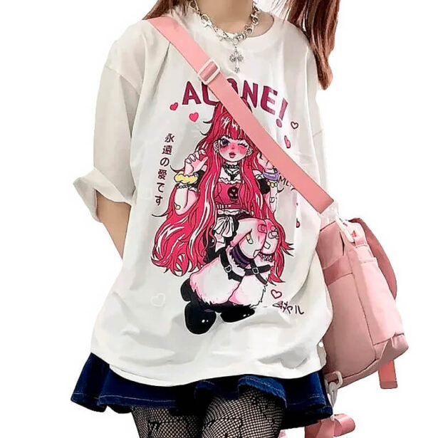 Women T Shirt Animecore Alone Anime Girl Harajuku 3