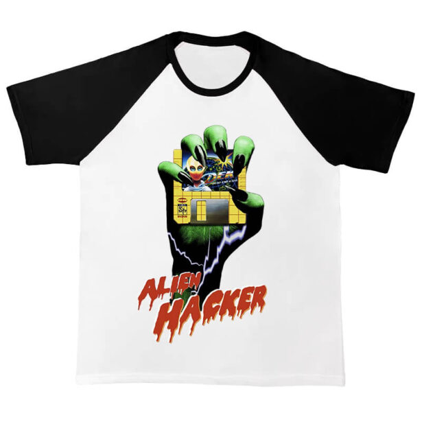 Alien Hacker Raglan T Shirt Unisex Cyber Y2K Aesthetic 1