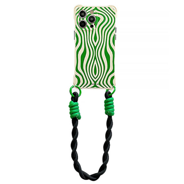 Avant Basic iPhone Case With Shoulder Strap Green Waves 1
