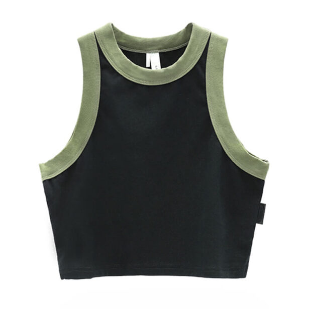 Black Tank Top for Women With Contrast Edges K Pop Style 1