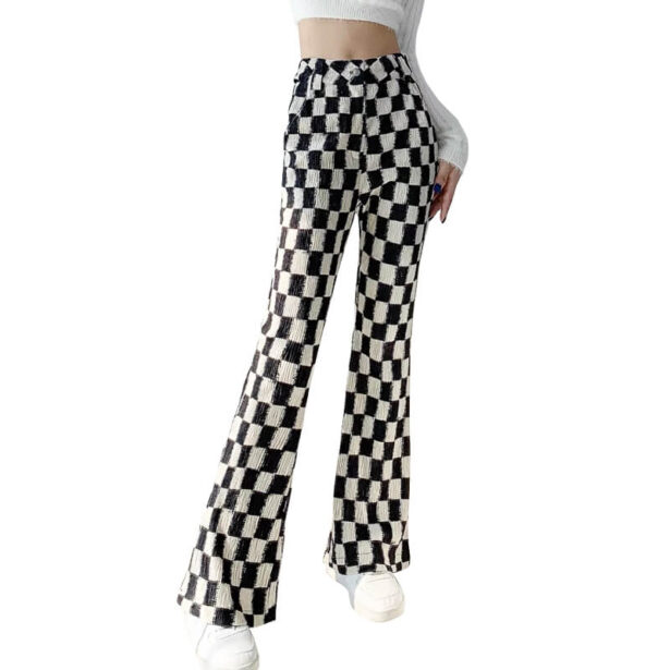 Black and White Checkered Pants for Women Alternative Style 1