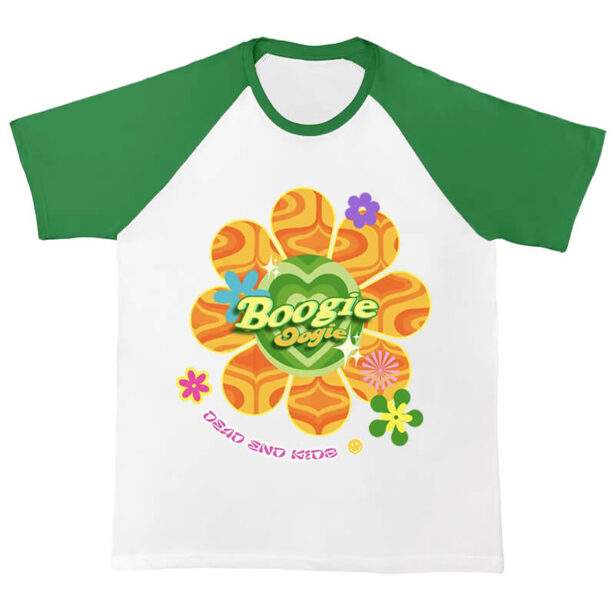 Boogie Retro Flower Raglan T Shirt Unisex Indie Aesthetic 1