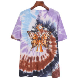 Butterfly and Sun Tie Dye T Shirt Unisex Indie Aesthetic 1