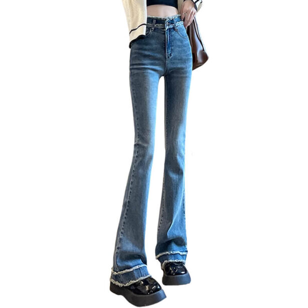 Denim Blue Bell Bottom Women Jeans Retro 60s Aesthetic 1