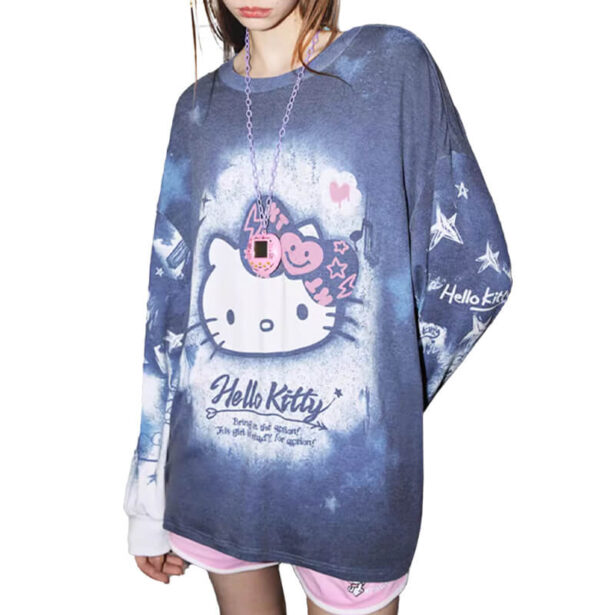 Hello Kitty Long Sleeve Top for Women E Girl Grunge Style 1