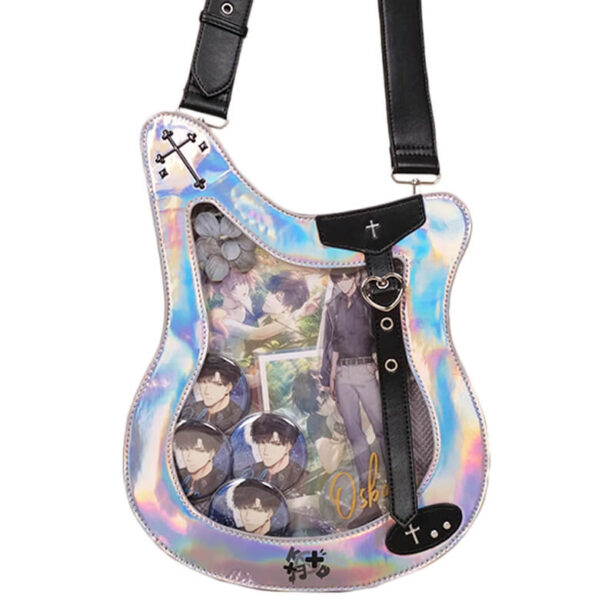 Holographic Laser Bass Guitar Messenger Bag Y2K Aesthetic 1