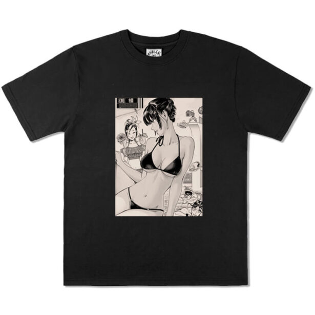 Japanese Retro Manga Girl in a Swimwuit Unisex T Shirt 1