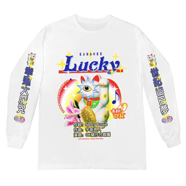 Karaoke Lucky Cat Unisex Long Sleeve Top Y2K Aesthetic 1