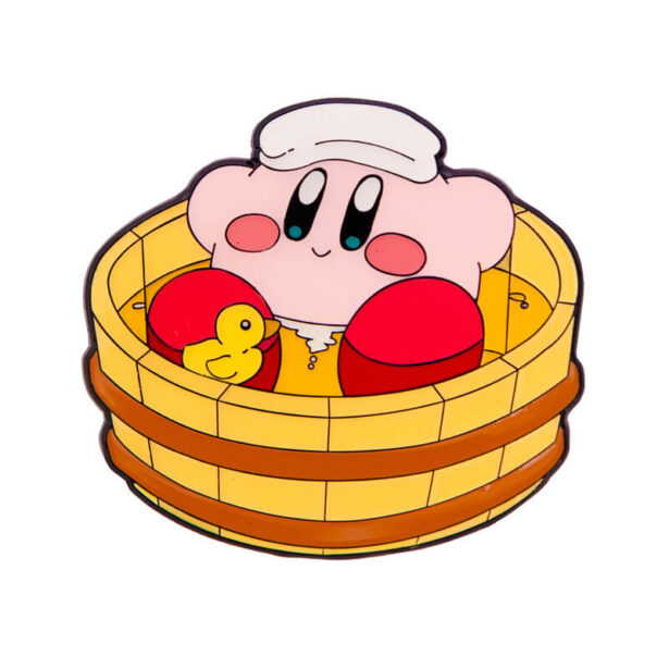 Kirby Taking a Bath with Duck Enamel Pin Kawaii Animecore 1