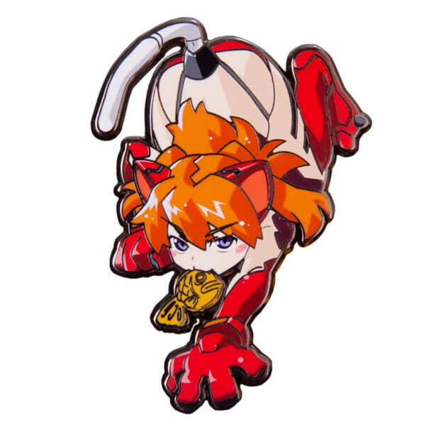 Neko Cat Asuka Langley Enamel Pin Kawaii Y2K Animecore 1