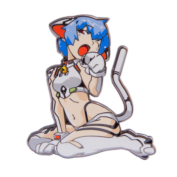Neko Cat Rei Ayanami Enamel Pin Kawaii Y2K Animecore 1