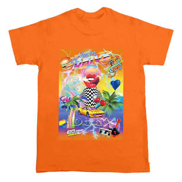 Neon Drive Orange Y2K T Shirt Unisex Vaporwave Aesthetic 1