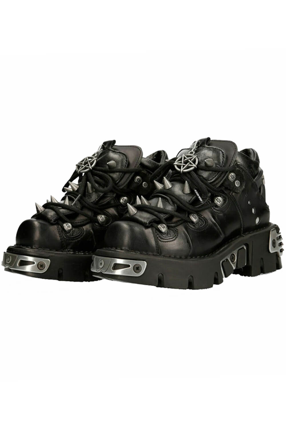 Pentagram Spiked Pads Platform Boots Alt Goth Aesthetic