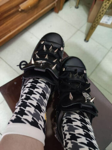 Pentagram Spiked Pads Platform Boots Alt Goth Aesthetic photo review