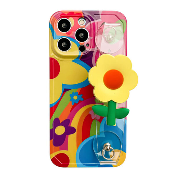 Retro Flower Handle iPhone Case With Shoulder Strap Kidcore 1
