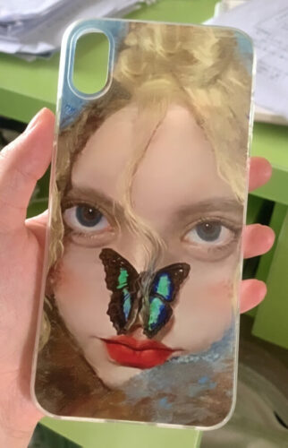 Retro Girl and Butterfly iPhone Case Art Hoe Aesthetic photo review