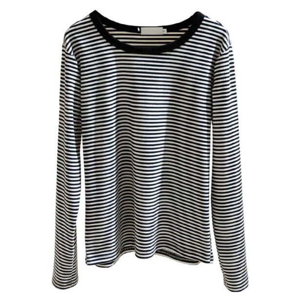 Ribbed Striped Long Sleeve Top for Women Retro Core Style 1