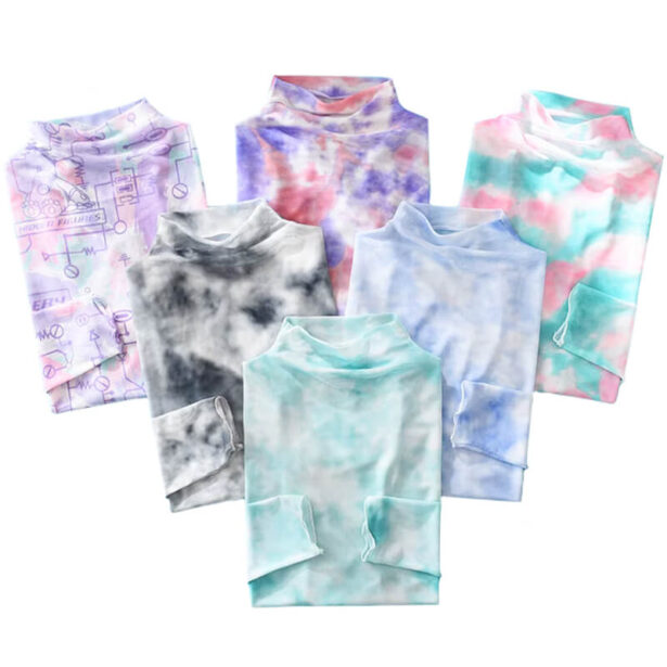 Tie Dye Mesh Bottoming Long Sleeve Top E Kids Aesthetic 1