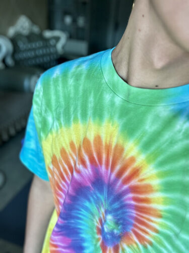 Twisted Rainbow Color Tie-Dye T-Shirt Unisex 60s Aesthetic photo review