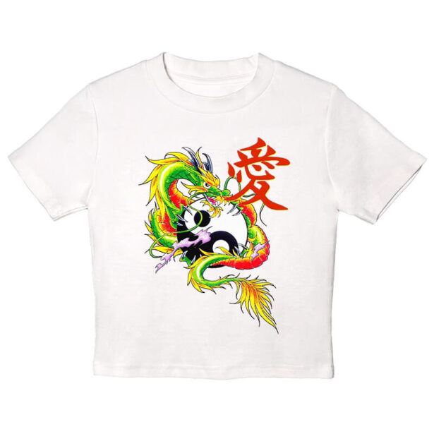 Yin Yang Dragon Crop Top for Women Sukeban Y2K Style 1