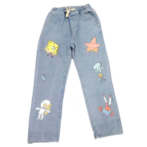 Black Or Blue Women Jeans Print Cartoon Squidward