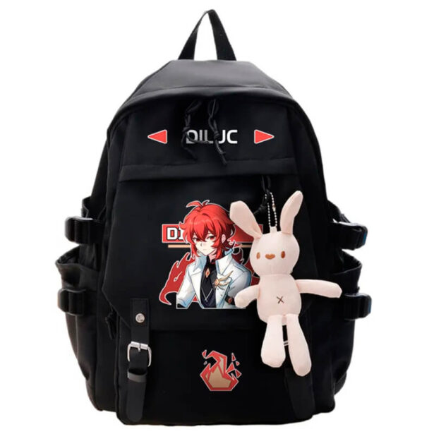 Genshin Backpack Diluc Plus Badges and Toy School Bag