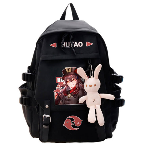 Genshin Backpack Hutao Plus Badges and Toy School Bag