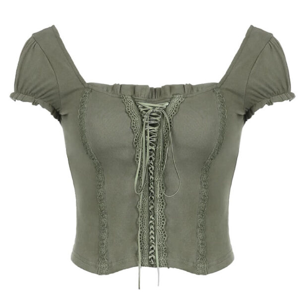 Green Fairy Grunge Aesthetic Corset Crop Top for Women 1