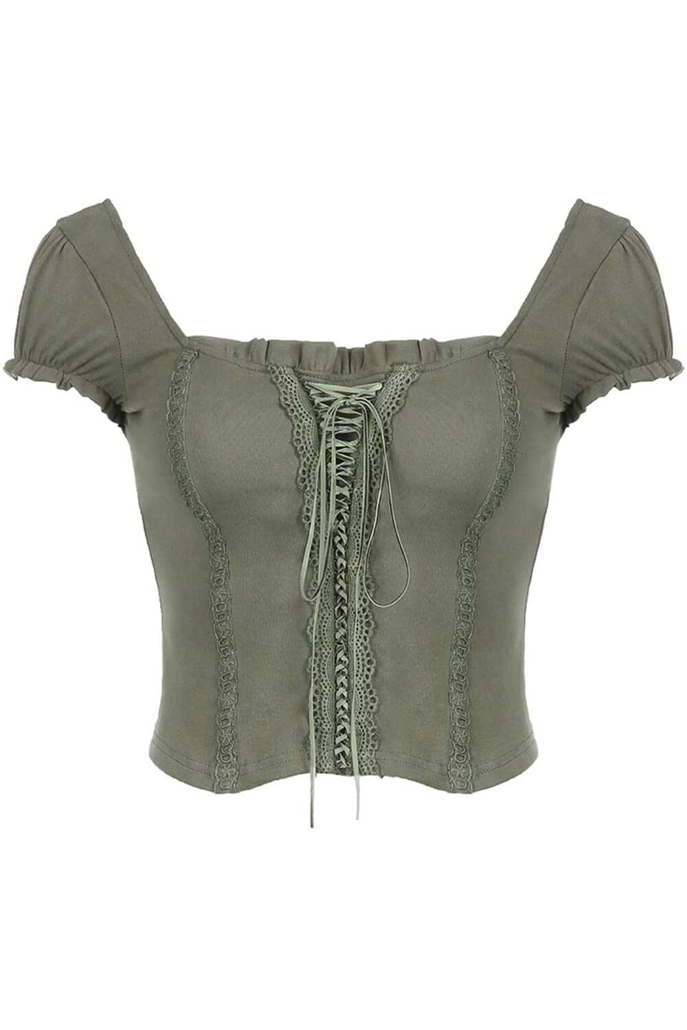 Green Fairy Grunge Aesthetic Corset Crop Top for Women