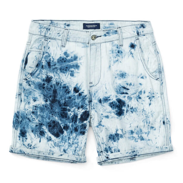 Hard Bleached Blue Tie Dye Denim Shorts Unisex Trippy Style 1