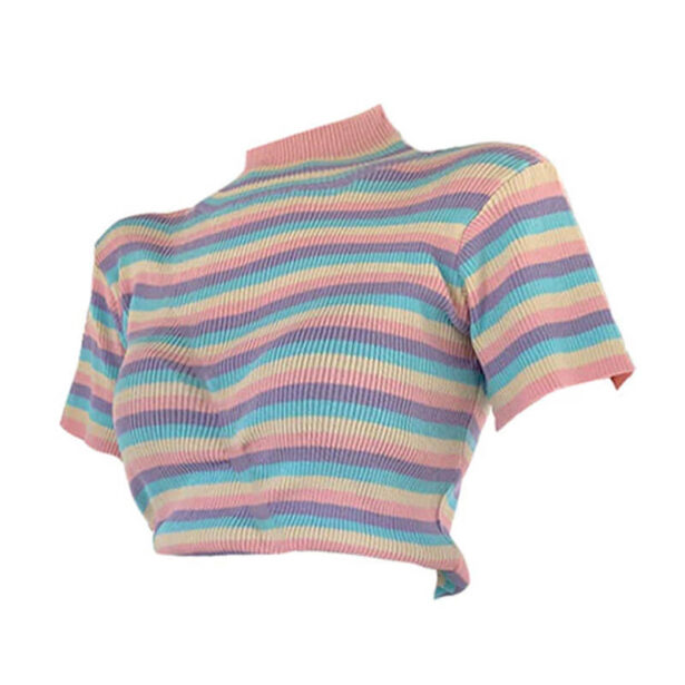 Pastel Ribbed Women Crop Top Soft Girl Aesthetic 1